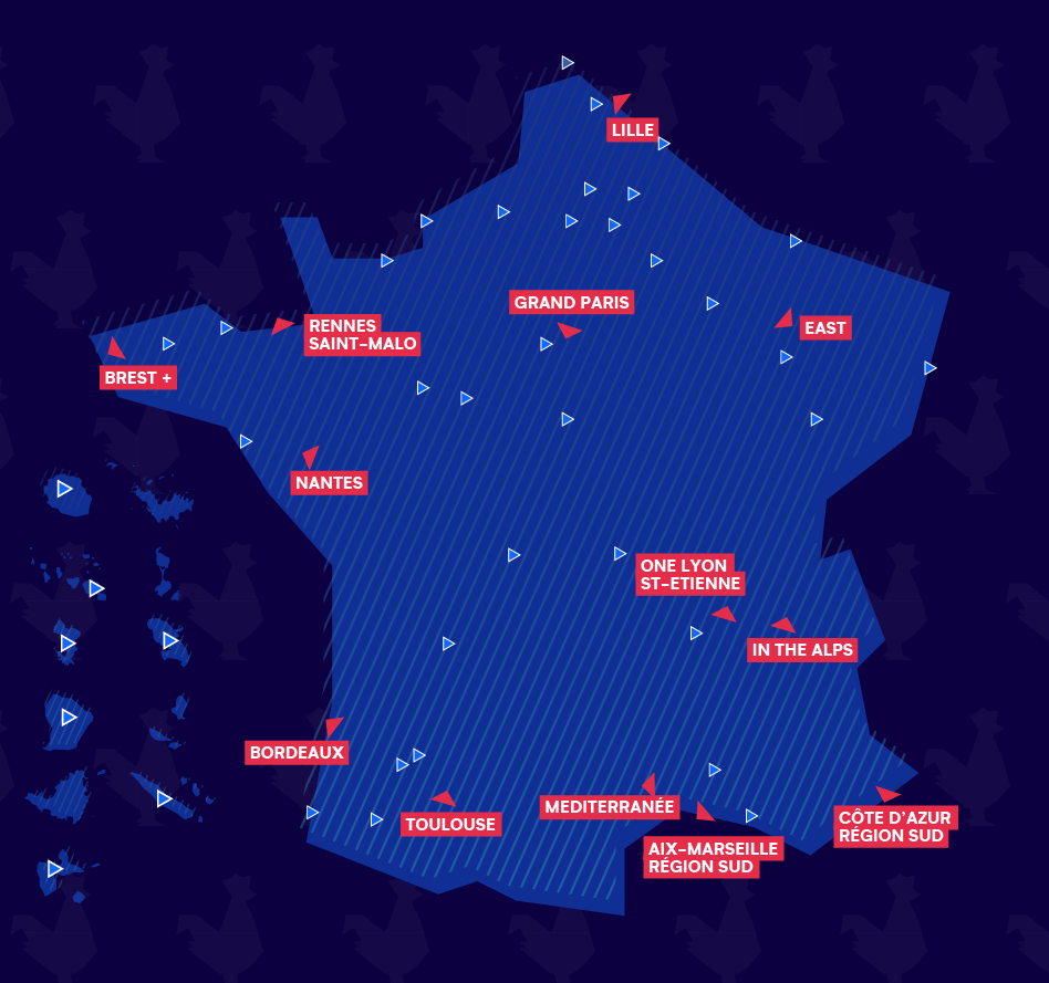 Carte des capitales et communautés French Tech